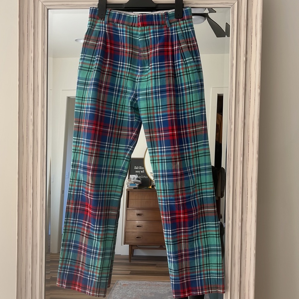 Charles Jeffrey LOVERBOY Red Blue Plaid Pants Women’s‎ XS (0) EUC - Picture 7 of 12